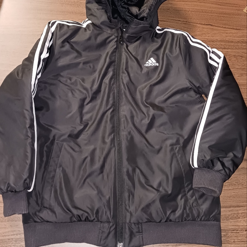 Adidas Boys Puffy Bomber Jacket Size Large